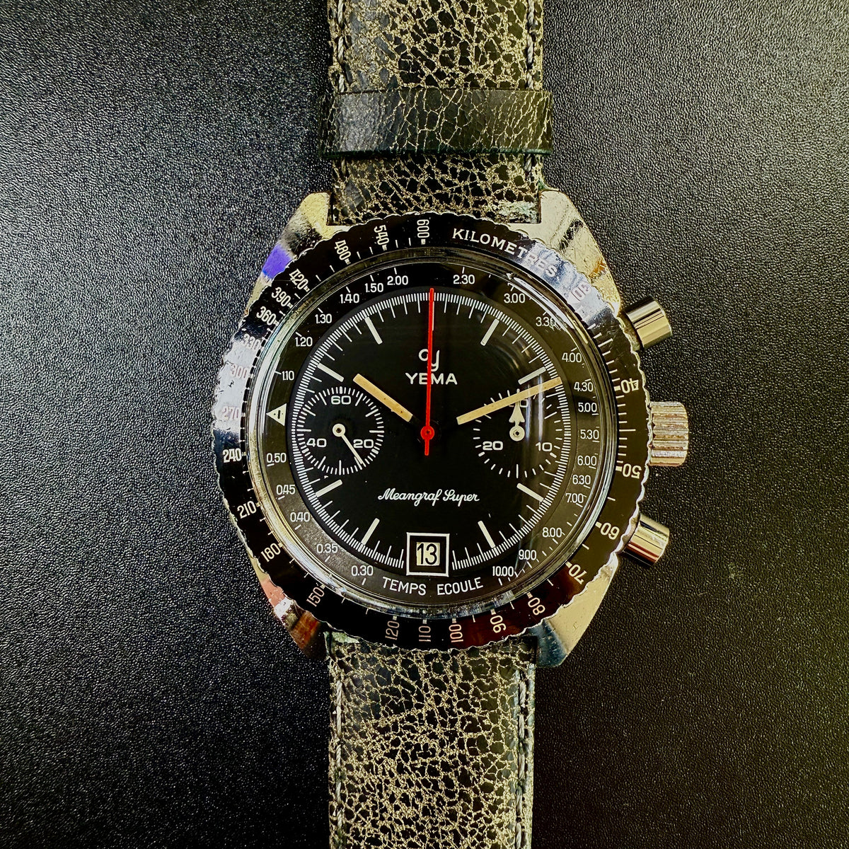 YEMA MEANGRAF SUPER Vintage Chronograph Uhr mit Handaufzug Kal. Valjoux 7734