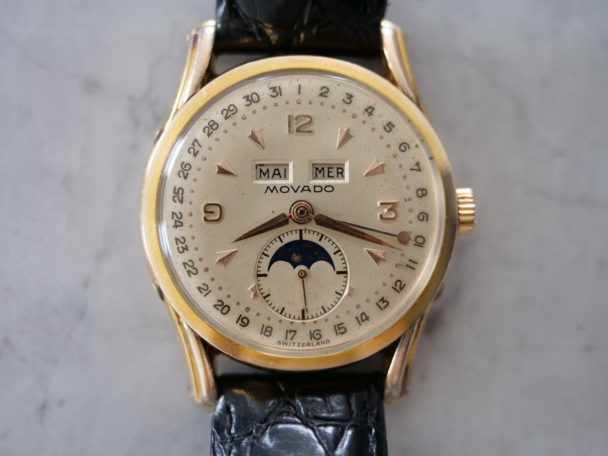 Movado Celestograf Triple Date / Moonphase Plaqué Or