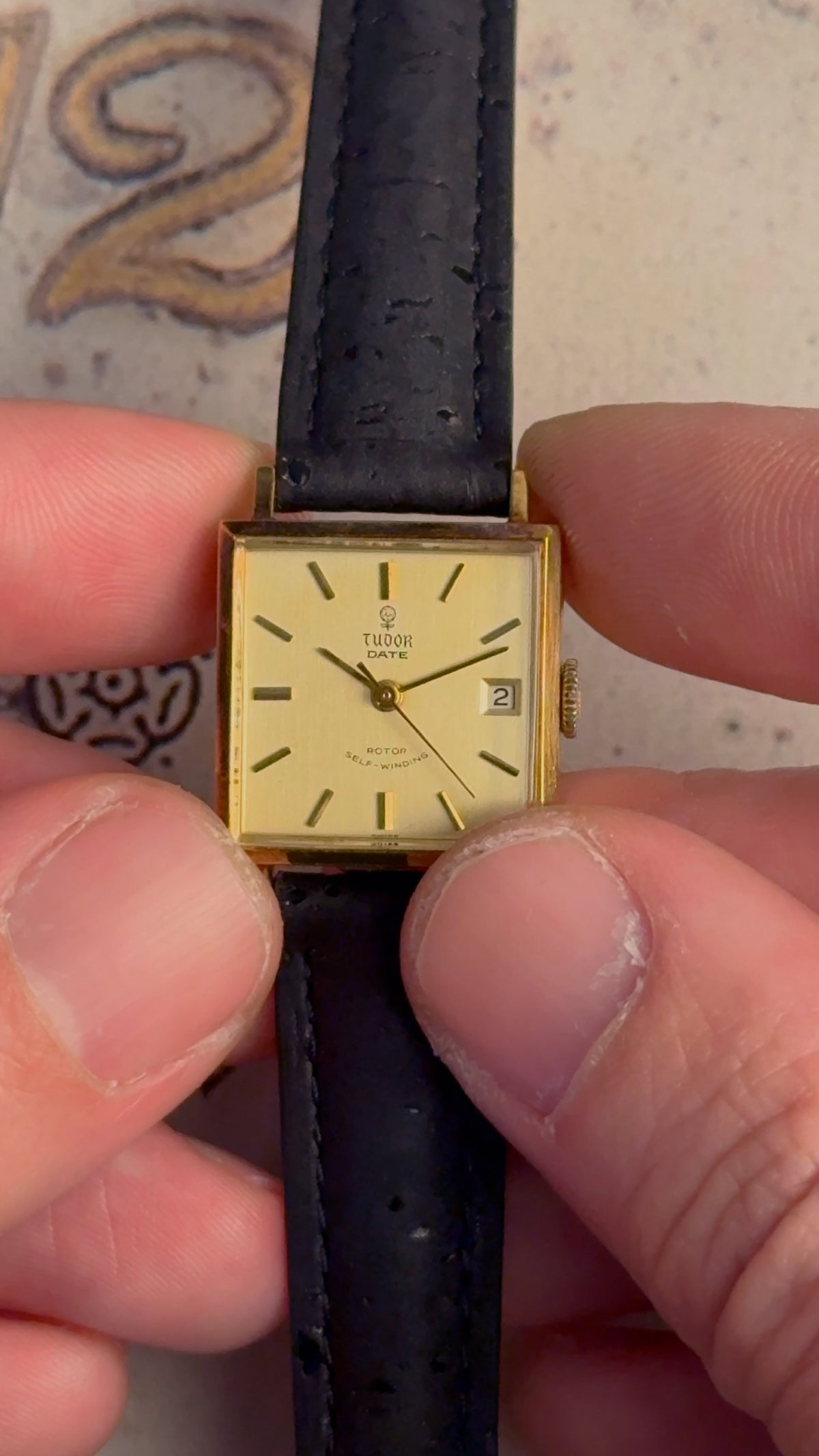 Tudor Date Automatic – 18k Gold Square Vintage Watch Ref. 12018